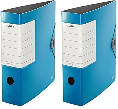 Leitz Qualitäts-Ordner 180° Solid, A4, Hellblau, 8,2 cm Rückenbreite, Gummibandverschluss, Robustes Polyfoam, extra breites, austauschbares Rückenschild, 11120030 (Packung mit 2)