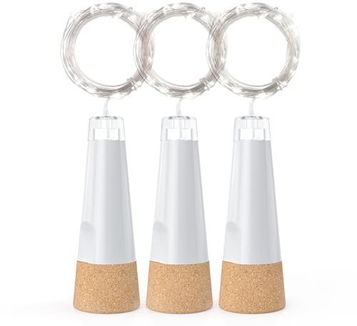 KOBWA Guirlande lumineuse en forme de bouteille de vin avec bouchon en liège, rechargeable par USB, fonctionne à piles, guirlande lumineuse améliorée 2025 pour décorations de Noël