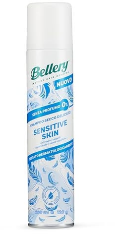 Bellery Sensitive Skin Dry Shampoo - Shampoo Secco Spray per Tutti i Tipi di Capelli - Formula leggera, senza profumo e dermatologicamente testata – Adatto alla pelle sensibile – 200ml