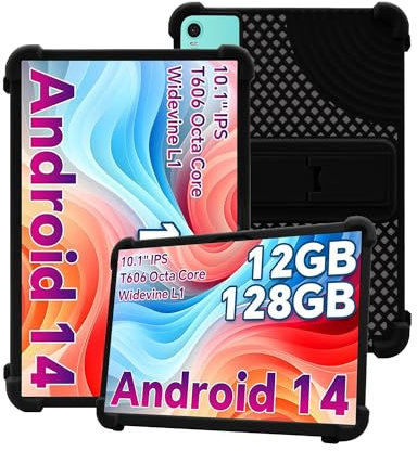 Funda de silicona para tablet ODEA A10 de 10 pulgadas con cobertura completa, a prueba de golpes, antiarañazos, soporte ajustable y silicona suave, color negro