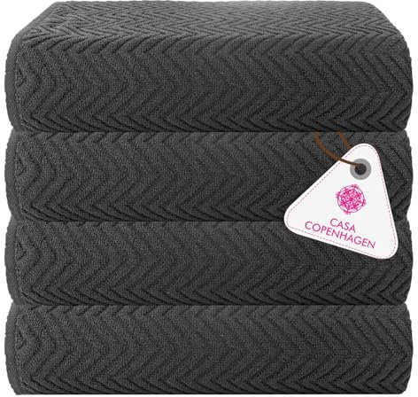 Casa Copenhagen Wave Textured 4 teiliges Badetücher Set - Kieferngrau, 550 g/m², 4 teiliges Badetücher, Baumwolle Handtüchern Rau und zäh Einsatz, Geschenkset für Badezimmer