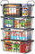 WELDUN Chest Freezer Baskets with Foldable Handle, 6 Pack Stackable Freezer Organizer for 99L 198L Small Chest Freezer, Metal Storage Bins with Space Utilization, Black