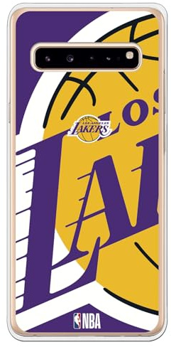 Personalaizer Schutzhülle für Samsung Galaxy S10 5G, Basketball-Design NBA Los Angeles Lakers – Schutzhülle aus flexiblem TPU-Silikon, transparent
