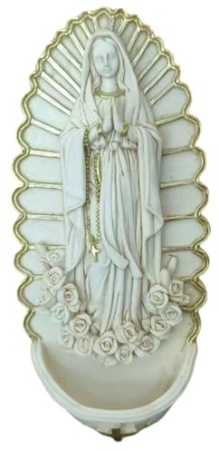 Holy Water Font, 7.5 Inch Resin Holy Water Holder, Wall Hanging Decor for Entrance of Home Church Religious Decor