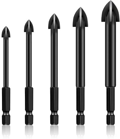 Masonry Drill Bits Set for Brick Walls Ceramic Tile Drill Bits Sets Mixed for Tiles Concrete Carbide Porcelain 5mm 6mm 8mm 10mm 12mm