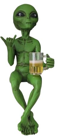 Mimoqk Alien Statue, Beer Drinking Skulptur, Kunstharz, neuartige Sammlung, lustige Schreibtischdekoration, für Erwachsene, Schreibtisch, Schlafzimmer, Garten, Outdoor, Gesprächsthema
