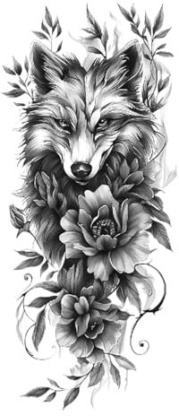 Tatouage temporaire imperméable, 8 feuilles, motif lion, loup, tigre, for homme, bras, faux tatouage(QXQB-1113)