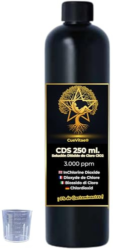 CueVitae® CDs 0,3% 250 ml | Wässrige Chlordioxidlösung | PT5 | Bereits aktiviertes Produkt, Braunglasflasche gegen UV-Strahlung, inklusive volumetrischem Zubehör, ohne Zusatzstoffe