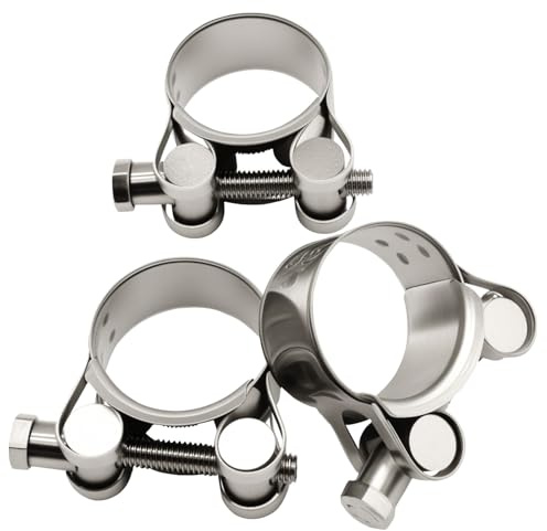 Cjueiom 3Pcs T-Bolt Clamps 36-39mm, Heavy-Duty Stainless Steel Exhaust Clamp with Serrated Band, Automotive & Plumbing Pipe Securing Solutions