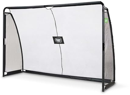 EXIT Toys Finta Stahl-Fußballtor - Großes Fußballtor für Kinder - Trainingsschirm - Inklusive Solides Verankerungssystem - Für den Garten - Trainiere Deine Fußballfertigkeiten - 300x200cm - Schwarz