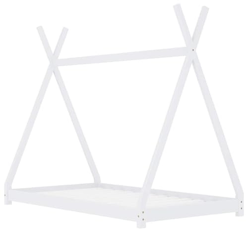 Gecheer Children's Wooden Bed Frame Hideaway with Pine Wood & Playhouse Design, 80 x 160 cm Mattress Size 283359