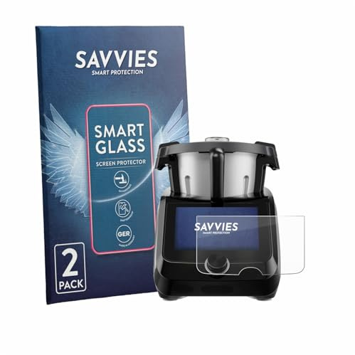 Savvies 2 Stück Panzer Schutz Glas für SilverCrest Monsieur Cuisine Smart BLACK EDITION Schutzfolie HD, Blasenfrei, Stoßfest, Displayschutz