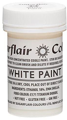 Sugarflair White Edible Food Paint, for Painting Icing, Sugar Pastes, Flower & Modelling Pastes, Royal Icing, Marzipan & Buttercream - 20g