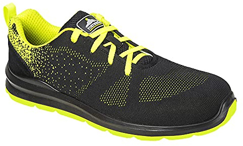 Portwest FT25 Sicherheitshalbschuhe Antistatisch Rutschhemmend Atmungsaktiv | Schwarz/Grün, 38, S1P EN ISO 20345, Schützende Stahlkappe, Textiles Obermaterial, Leicht, Dual-Density-Sohle