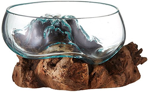 Cohasset Gifts Mouth Molten, Natural Wood and Recycled Glass, Approximately 8 Wide