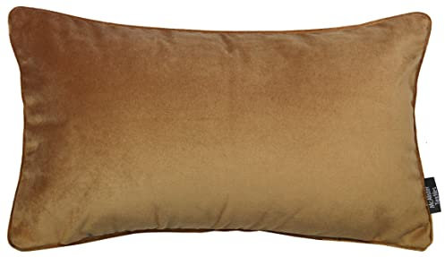 McAlister Textiles Matter Samt | Kissenbezug für Sofakissen in Karamel | 60 x 40cm | erhältlich in 25 Farben | griffester Samt edel paspeliert | Kissenhülle für Samtkissen