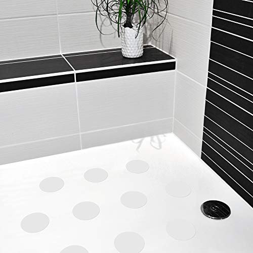 AnTina TAPES® weiße Anti-Rutsch-Aufkleber als Pads für Dusche & Badewanne, Sticker Zertifiziert rutschhemmend & selbstklebend, als Badematte Duschmatte (10 Stück, 9 cm (ø), Weiss)