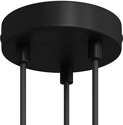 creative cables - Kit Rosace métallique cylindrique à 3 Trous - Cylindrique, Noir
