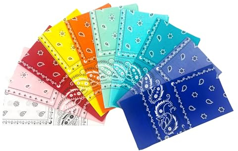 Vamqor Mens&Womens Novelty Bandanas,100% Cotton,10 Pack Bulk,Pastel