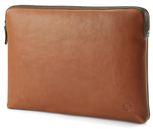 Lucleon by Trendhim Brown Leather Laptop Sleeve for Men | Genuine Cowhide with Aniline Finish | Padded Cotton Lining | Designed to Fit 13.3 Laptops | Refined Danish Styling