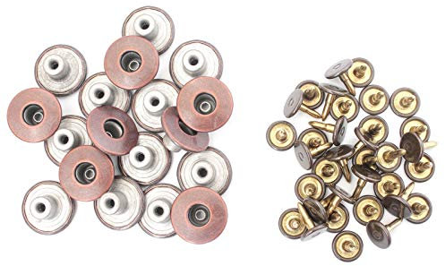 Trimming Shop 14mm Messing Jeans Knopf, langlebige Reißverschluss Knöpfe mit Rückenstiften Niet für die Reparatur von Kleidung, Jeans, Jacken, Röcke, Kupfer, 100 Stück Set
