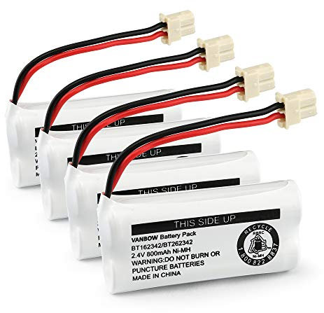 Batterie BT162342 / BT262342 BT183342/BT283342 BT166342/BT266342 2,4 V 800 mAh pour VTech CS6114 CS6419 CS6719 AT&T EL52300 CL800 112 V. Tech CS6719-2 Combinés sans fil (lot de 4)