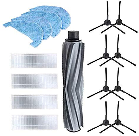 BLUELIRR Kit de pièces de Rechange pour AMIBOT Animal H2O et Animal Comfort H2O Aspirateur Robot, 1 Brosse Principale, 8 Brosses Latérales, 4 Les Filtres, 3 Chiffon de Nettoyage
