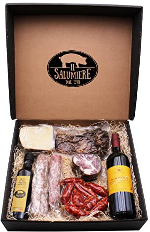 Weihnachtsgeschenkbox 2022 Norcino Farcito - Geschenkkorb mit italienischen Wurstwaren - Handgefertigte Produkte - Weihnachtsgeschenkidee Korb - Il Salumiere 1978 - La Salumeria 1978