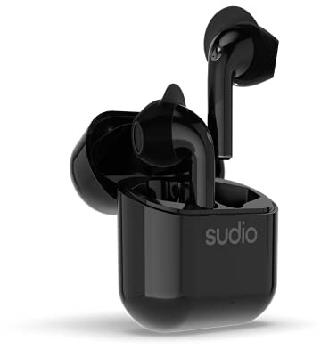 Sudio Nio True Wireless Bluetooth Earbuds - Open-fit, Splash Proof IPX4, Environment Noise Cancelling, Built-in Microphone, 20h Battery Time (Black)