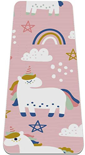 BestIdeas Yogamatte Einhorn Muster für Yoga, Pilates, Bodenübung Männer Frauen Mädchen Jungen Kinder Anfänger Rutschfestes Design