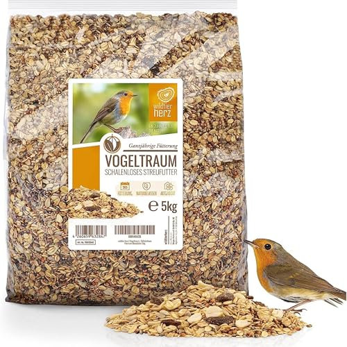 Wildtier Herz Vogelfutter Schalenlos - 2.5 kg Prämie Wildvogelfutter mit Sonnenblumenkernen - Ganzjahresfutter für Wildvögel - Streufutter für Garten und Balkon