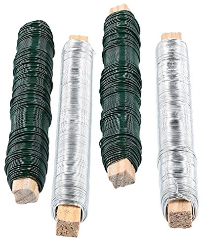 mumbi 4X 33m Bindedraht Spanndraht Wickeldraht Blumendraht 0,7 mm Draht Gartendraht Pflanzendraht (2X grün, 2X Silber)