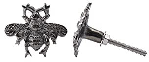 CGB Giftware | Set of 2 Bee Drawer Pull Door Knob | Gunmetal | Upcycle | 4.5cm x 4cm x 5.5cm | GB06023