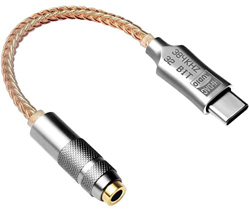 USB C auf 3,5 mm Kopfhörer Adapter ALC5686 Dongle Type C auf AUX Audio Klinkenstecker, Hi-Res DAC-Dongle-Kabel, kompatibel mit Pixel 5 4 3 XL, Samsung Galaxy S22 S21 S20 FE Ultra S20+ Plus Note 20