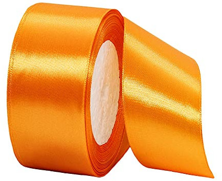 22m Satinband Geschenkband Orange 40mm Breit,Auto Seidenband Orange Dick Schleifenband Satin Dekoband Geschenkverpackung Deko Band Stoffband für Halloween Weihnachten Hochzeit Taufe Geburtstag DIY