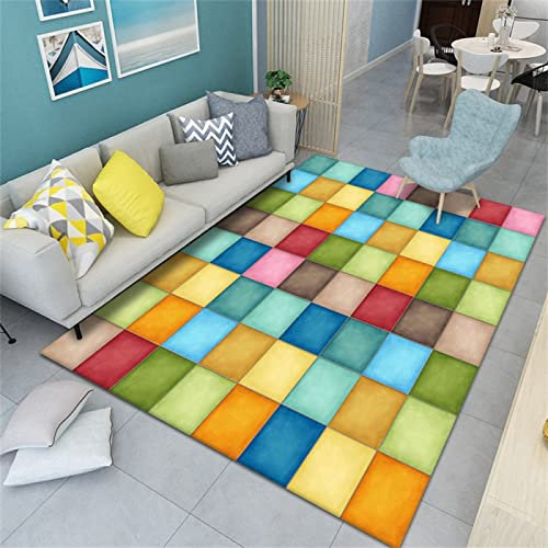 DJHWWD Teppich Weihnachten Farbe Teppiche Schlafzimmer Babyzimmer Teppich Junge Schlafzimmer Wohnzimmer Geometrisch Weich 180x280cm Teppich Pastell flickenteppich waschbar