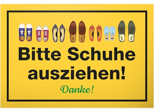 DankeDir! Bitte Schuhe ausziehen - Schild 30 x 20 cm - Geschenkidee Partydeko Deko Geschenk Kollegen Freunde Party - lustiger Spruch Spruchschild Türschild Geburtstagsgeschenk Wanddeko