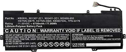 CoreParts Laptop Battery for HP 77.96Wh Li-Pol 11.55V 6750mAh, W125993454 (77.96Wh Li-Pol 11.55V 6750mAh Black for HP Notebook, Laptop Spectre x360 15 bl012dx, Spectre x360 15-b,)