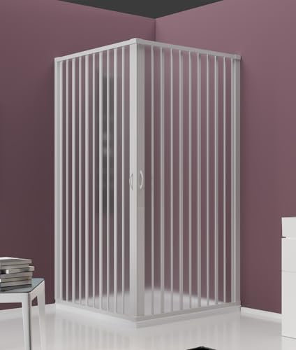 Ventana Box Doccia angolare Apertura a Soffietto 80x100 cm in PVC Bianco - Serie Tenerife