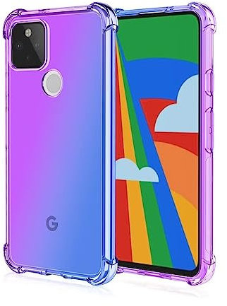 Topme Hülle für Google Pixel 4a 5G (6.2 Inches), Handyhülle aus Weichem TPU Silikon, Transparent, mit Farbverlauf - Blau Lila