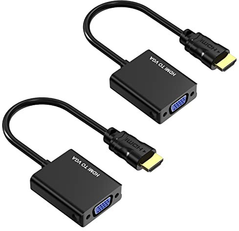 Yinker HDMI zu VGA Adapter 2 Stücke, HDMI auf VGA Konverter Gold-Plated Stecker zu Buchse Duplizieren Erweiterung für Computer Desktop, Monitor, Projektor, HDTV, Chromebook