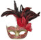 Vintage Venezianische Maske mit Federn Damen Herren Halbmaske Maskerade Maske Karnevalsmasken Augenmaske mit Zierborte Römische Tanzmaske Oper Gesicht Kostüm für Halloween Maskenball