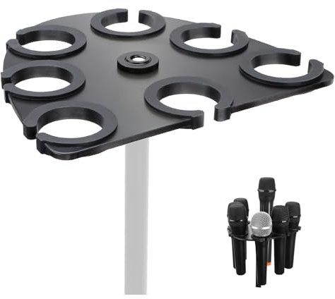 Numhag Multi Mic Holder - Organize Up to 7 Wired & Wireless Mics, Aluminum, Black