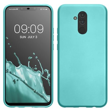kwmobile Custodia Compatibile con Huawei Mate 20 Lite Cover - Back Case Morbida - Protezione in Silicone TPU Effetto Metallizzato menta metallizzato
