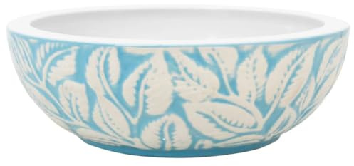 vidaXL Aufsatzwaschbecken Weiß und Blau Rund Ø41x14 cm Keramik
