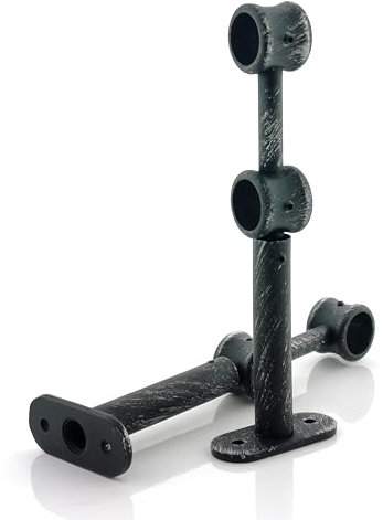 GIRASOLE HOME Support réglable double 175 mm pour 2 tiges 2 pièces en aluminium résistant pour bâtons de diamètre de 18 à 20 mm (noir et argent)