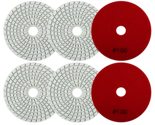 VENJELD Disco de Diamante para Pulir Grano 100-6 Piezas 100mm Almohadilla de Pulido Húmedas para Granito Mármol Piedra Artificial Cuarzo para Amoladora Angular