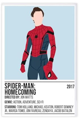 Spider-Man Homecoming-Poster, Filmposter, Leinwand-Poster, Wandkunst, Dekor, Bild, Gemälde für Wohnzimmer, Schlafzimmer, Dekoration, ungerahmt, 40 x 60 cm