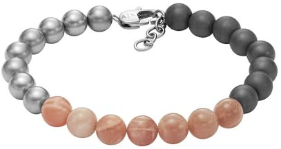 Armani Exchange Herrenarmband aus Edelstahl mit Karabinerhaken- oder Schieberverschluss, Length: 195MM, Width: 8MM