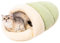 Jiupety Nettes Katzenbett Höhle in Form von Hausschuhe, Waschbares Katzenschlafsack, Weiches Plüsch Katzenhöhle, M-61 cm x 38 cm Cat Bed Katzen Bett mit rutschfestem Boden, Grün